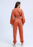 the keeper comfy jogger bottoms & long sleeve jogger cropped top SET navy
